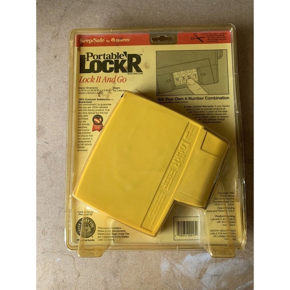 SENTRY PORTABLE LOCK’R KEEP/SAFE 7300Y LOCK IT & GO 4 NUMBER LOCK LOCKER W CABLE - Picture 2 of 2